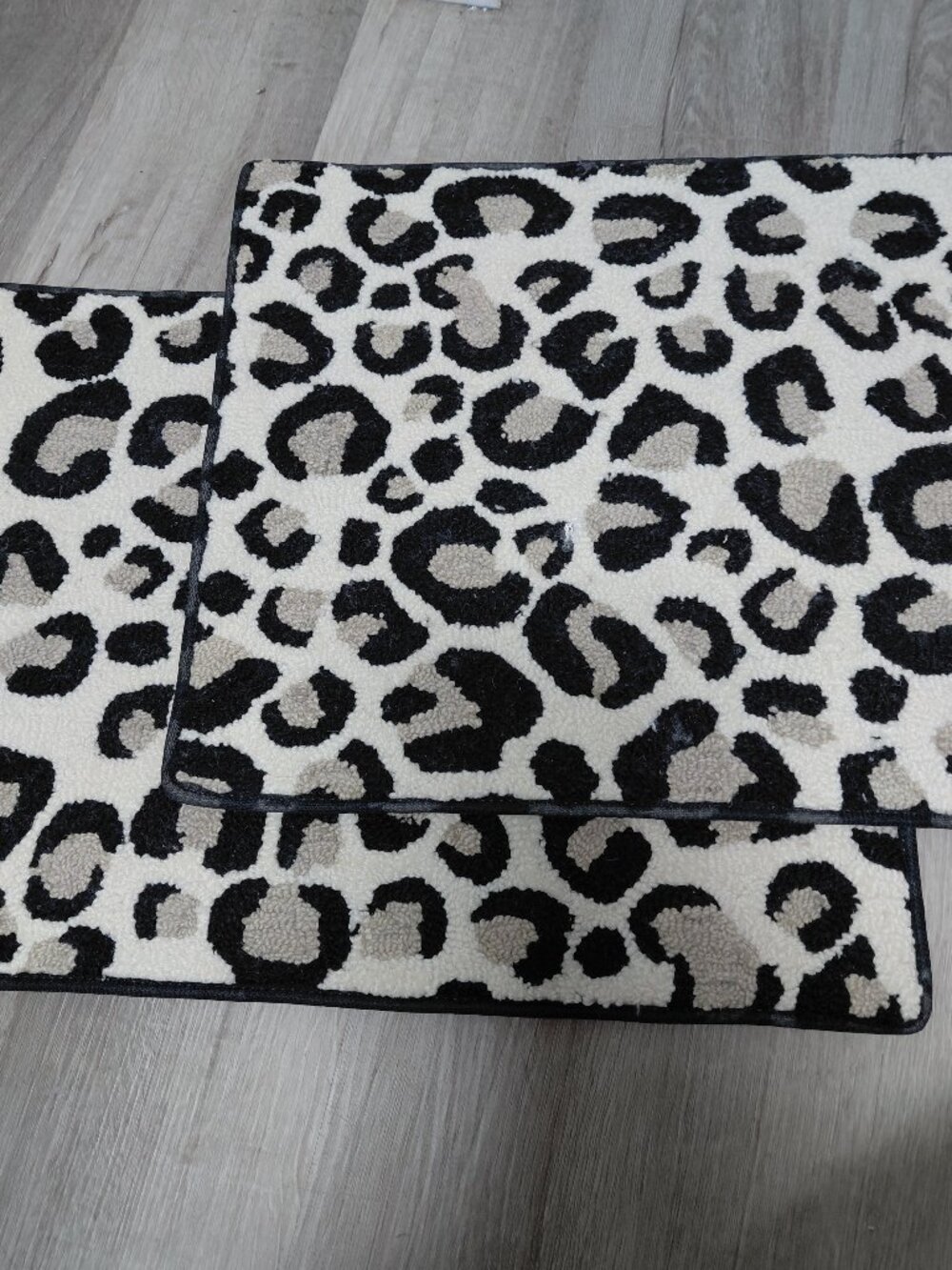 Black & Gray Leopard Print Small Same Size Rectangle Area Rugs Set of 2